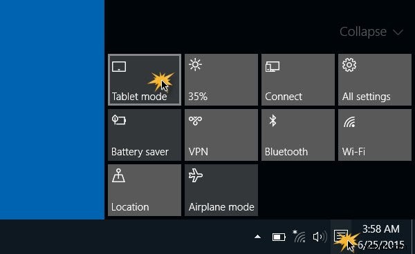 Windows10でタブレットモードをアクティブにして使用する方法 