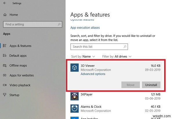 Windows10で3Dビューアアプリをアンインストールする方法 