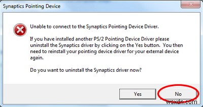 Synaptics PointingDeviceDriverに接続できません 