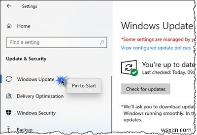 WindowsUpdateをWindows10のスタートメニューまたはタスクバーに固定する方法 