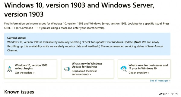 Windows10v1903の既知の問題2019年5月の更新 