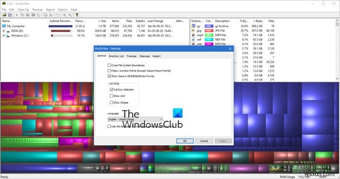 WinDirStatは、WindowsPC用の無料のディスクスペースアナライザーおよび使用統計ビューアーです。 
