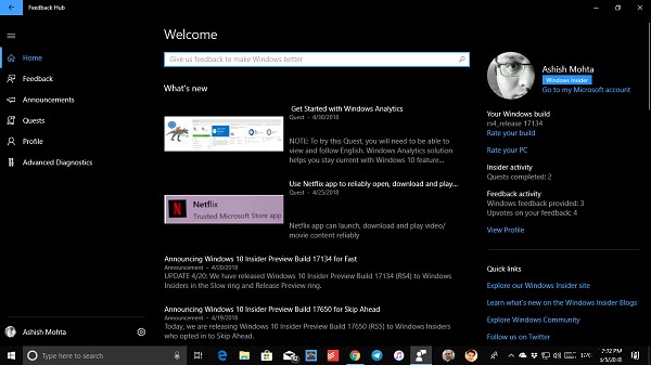 Windows10に関するフィードバックや苦情をMicrosoftに送信する方法 