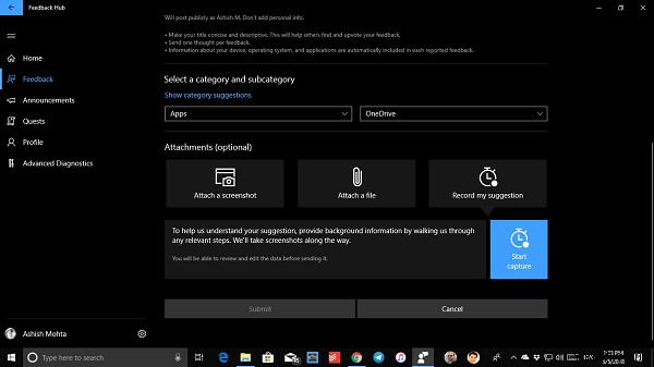 Windows10に関するフィードバックや苦情をMicrosoftに送信する方法 