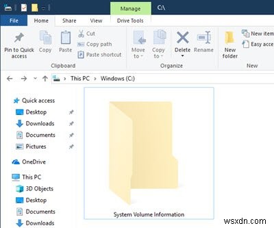 Windows10のシステムボリューム情報フォルダー 