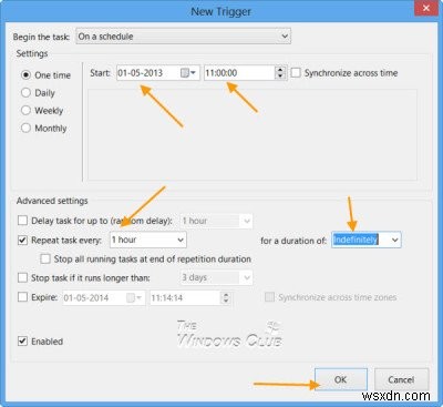 タスクスケジューラを使用して、Windowsに1時間ごとに時間を表示させる 