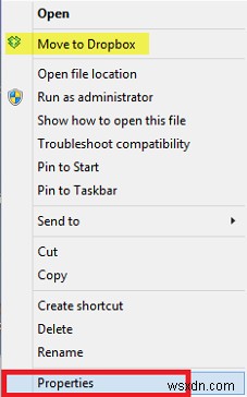 Windowsのコンテキストメニューから[ドロップボックスに移動]エントリを削除します 