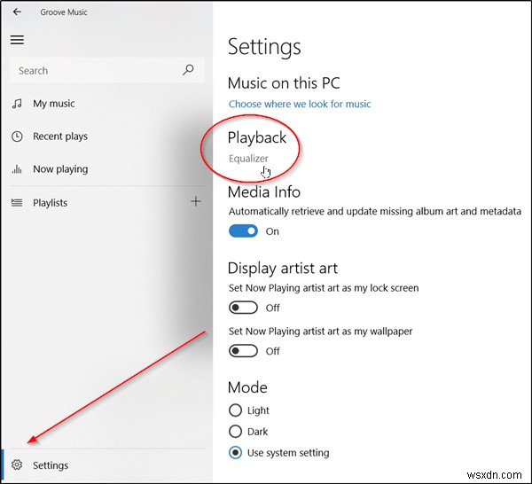 Windows10のGrooveMusicでイコライザーを構成する方法 