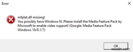 Mfplat.dllが見つからないか、Windows10で見つかりませんでした 