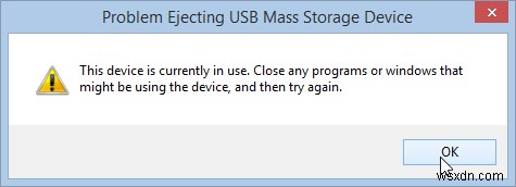 USBマスストレージデバイスの取り出しに問題があります。このデバイスは現在使用中です 