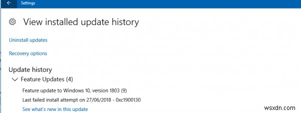 Windows10でのWindowsUpdateエラー0xc1900130を修正します 