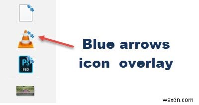 デスクトップアイコンに表示されるこれらの2つの小さな青い矢印オーバーレイは何ですか？ 