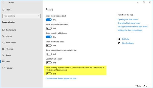 ジャンプリストが見つからないか、Windows11/10で完全に消えました 