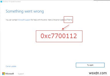 Windows10アップグレードエラーコード0xc7700112を修正 