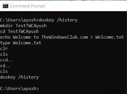 Windows 10でコマンドプロンプトコマンド履歴を表示、保存、クリアする方法 
