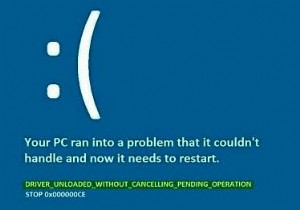 保留中の操作をキャンセルせずにアンロードされたドライバーエラー 