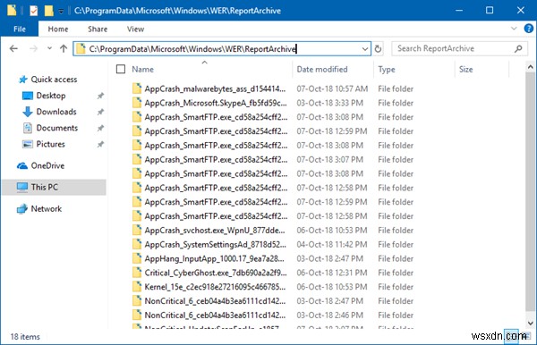 非常に大きなシステムキューのWindowsエラー報告ファイルを削除する方法 