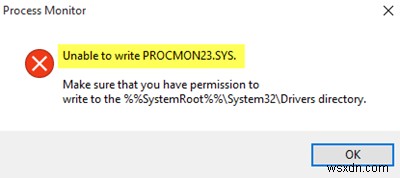 PROCMON23.SYSを書き込めませんか？これが修正です！ 
