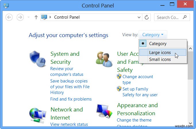Windows10で設定してコントロールパネルビューを変更する方法 