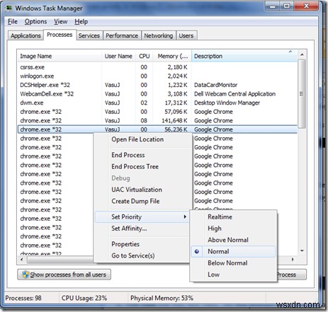 Windowsタスクマネージャでプロセスの優先度を設定および保存する方法 