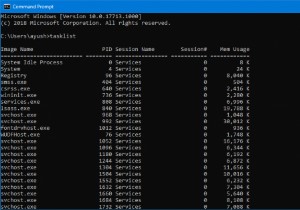 TaskListを使用してすべてのWindowsプロセスをテキストファイルに保存する方法 