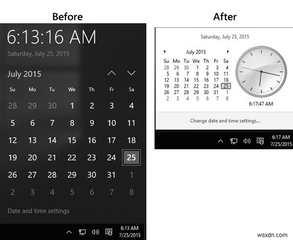 古いWindows7時計、Windows10タスクバーのカレンダーを有効にする方法 