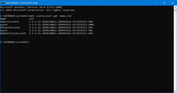 Windows 10でユーザーのセキュリティ識別子（SID）を見つける方法 