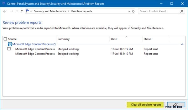 Windows10で問題レポートをクリアする方法 
