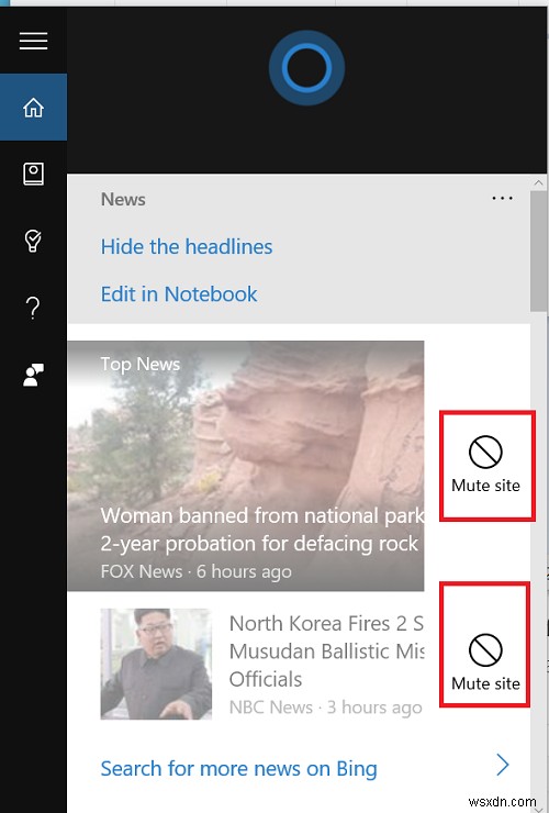Windows10で不要なCortanaニュースソースをミュートする方法 