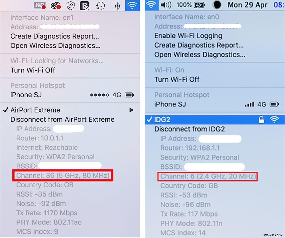 MacWi-Fiが2.4GHzか5GHzかを見分ける方法 