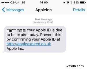 警告：Apple IDは本日有効期限が切れますが、フィッシング詐欺です 