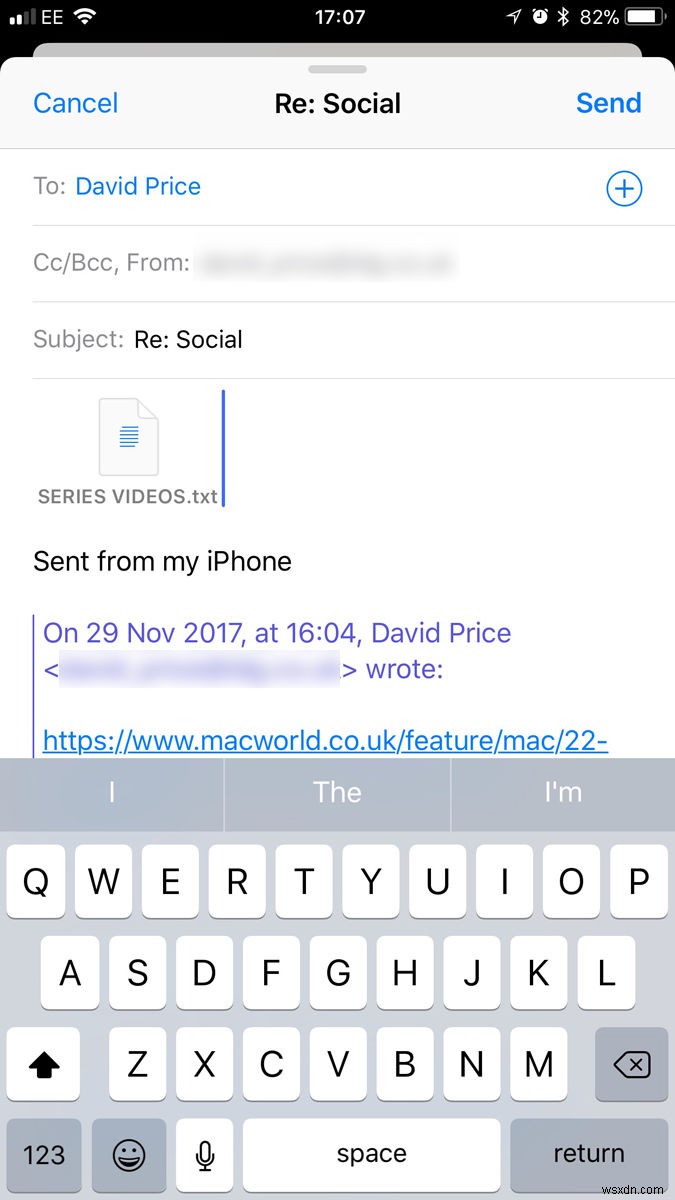 iPhoneでメールの添付ファイルを送信する方法 