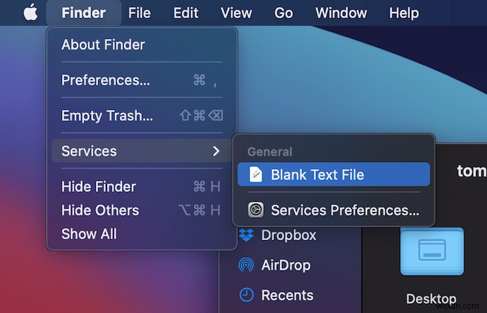 Macの任意のフォルダに新しい空白のテキストファイルを作成する4つの方法 