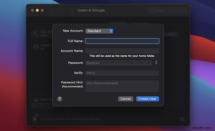 Macで新しいユーザーアカウントを追加する方法 