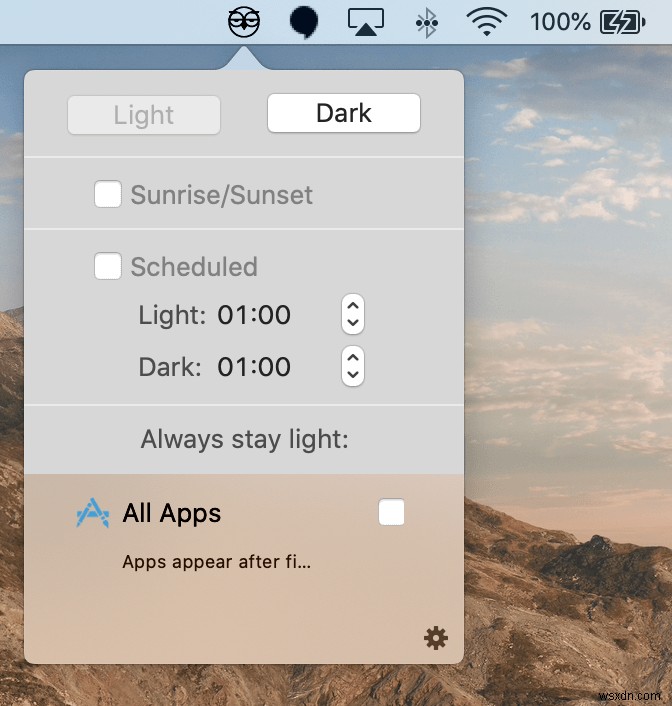 macOSで日没時にダークモードを自動的に実行するようにスケジュールする方法 