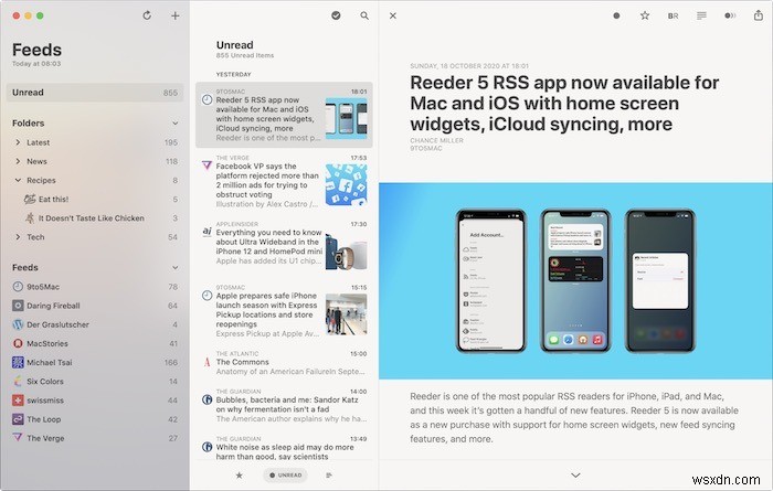 macOS用の最高のRSSリーダーアプリの5つ 