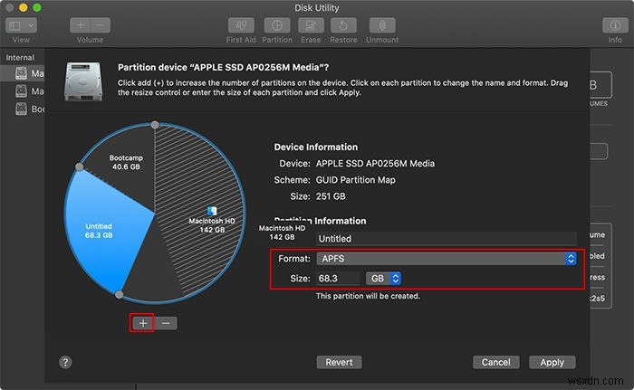 macOSでドライブをパーティション分割する方法 