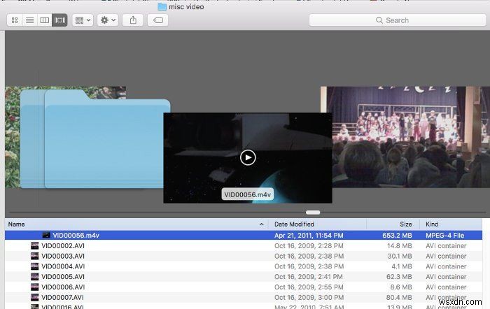 MacのFinderでQuicklookを使用してビデオをプレビューする 