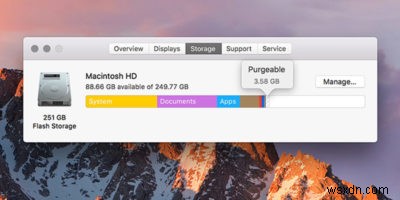 macOSSierraのパージ可能なスペースとそれを使用してハードドライブスペースを最適化する方法を理解する 
