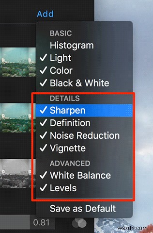 Mac用の写真で追加の調整設定を有効にする方法 
