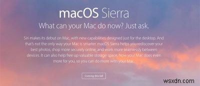 macOS Sierra –新機能と互換性リスト 
