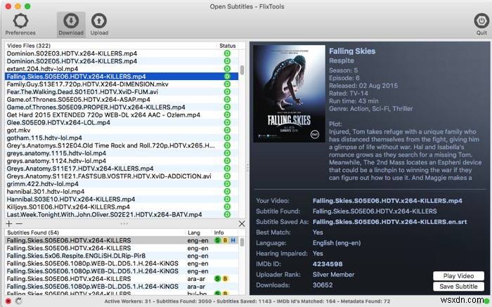 FlixToolsLite[Mac]で映画の字幕を検索する 