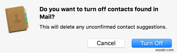 Macのメールで見つかった連絡先を無効にする方法 