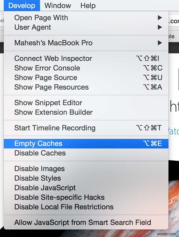 MacのSafariでキャッシュをクリーンアップする方法 