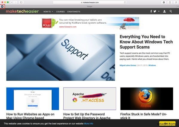 OS XElCapitanでサイトをSafariブラウザに固定する方法 