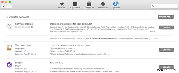MacAppStoreでOSXElCapitanアップデートバナーを非表示にする方法 