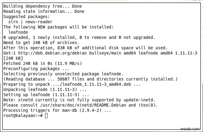 LeafnodeをオフラインUSENETサーバーとして設定する方法 