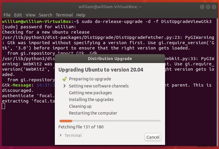 Ubuntu18.04LTSをUbuntu20.04LTSにアップグレードする方法 