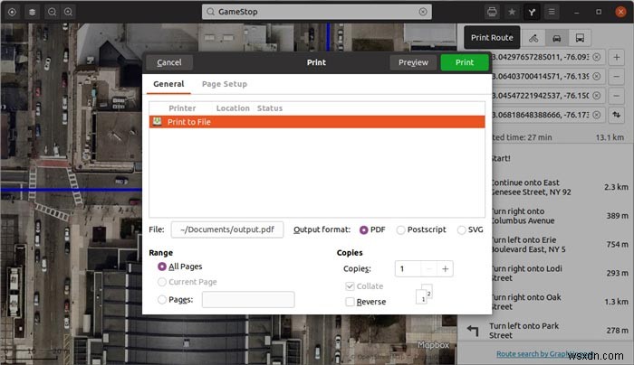 GnomeマップをダウンロードしてルートをPDFとしてエクスポートする方法 
