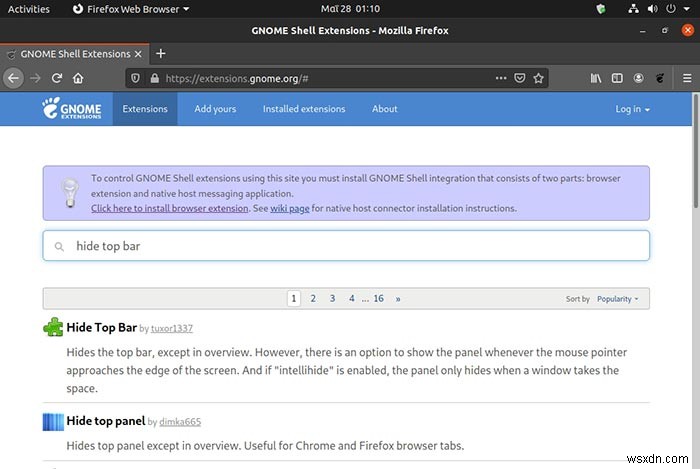 Ubuntu20.04でトップバーとサイドパネルを非表示にする方法 